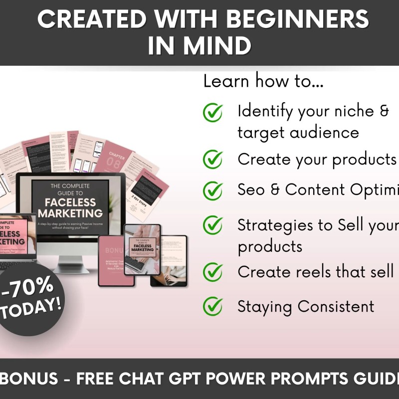 Faceless Digital Marketing Guide MRR PLR | 77 Page Done For You Ebook for Passive Income