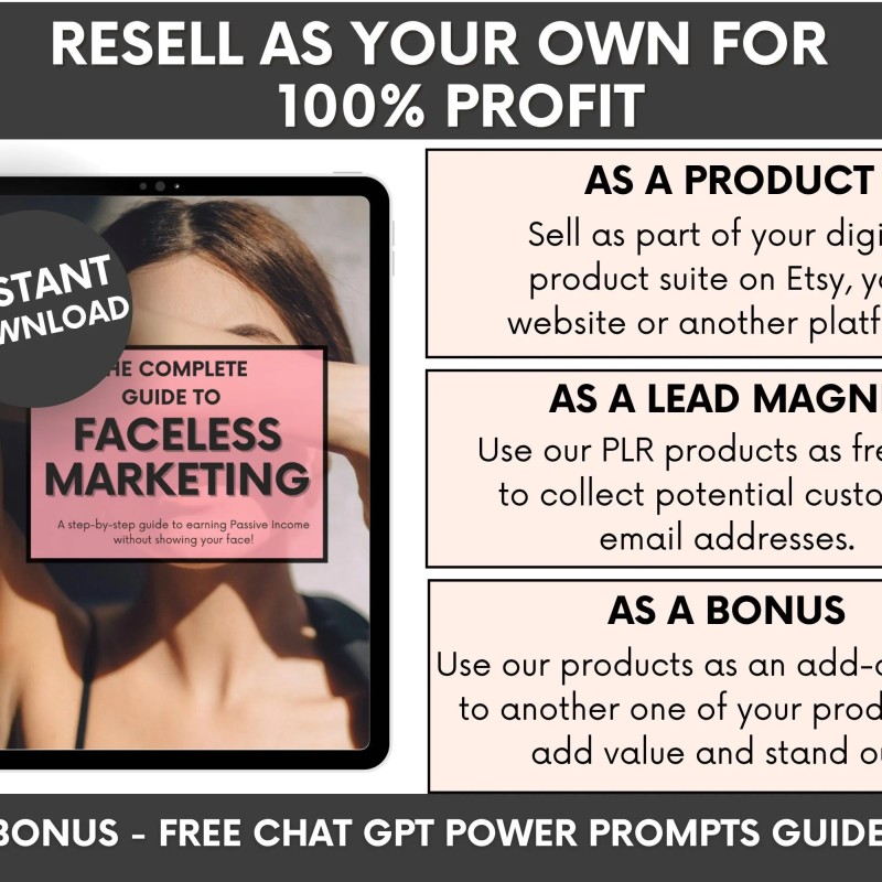 Faceless Digital Marketing Guide MRR PLR | 77 Page Done For You Ebook for Passive Income