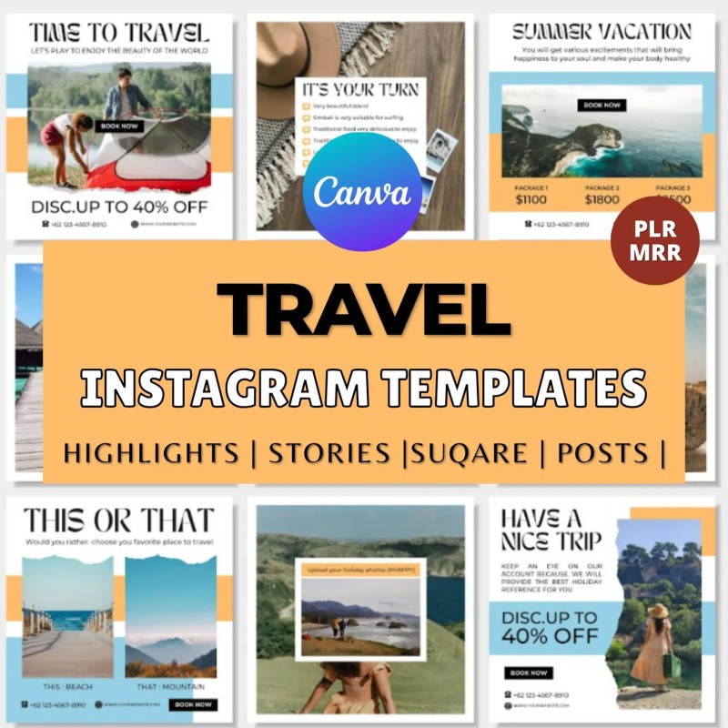 55,000+ Canva Instagram Templates Social Media Kit | PLR & MRR Rights | Resellable Digital Products for Social Media Sellers
