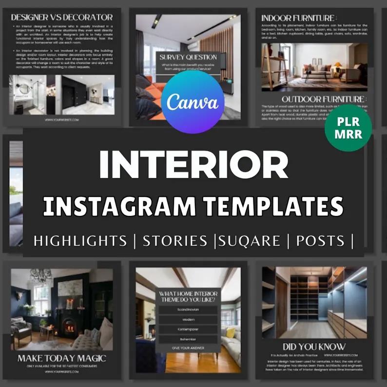 55,000+ Canva Instagram Templates Social Media Kit | PLR & MRR Rights | Resellable Digital Products for Social Media Sellers