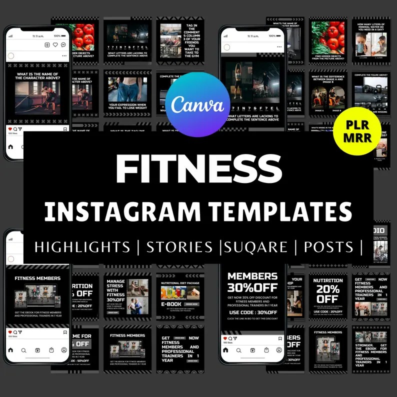 55,000+ Canva Instagram Templates Social Media Kit | PLR & MRR Rights | Resellable Digital Products for Social Media Sellers