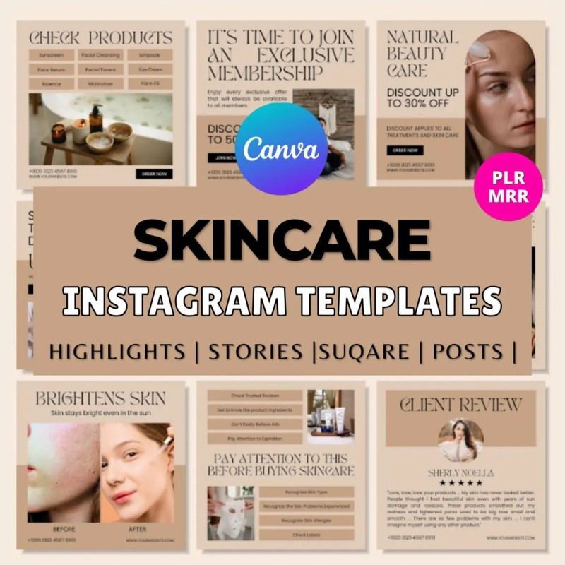 55,000+ Canva Instagram Templates Social Media Kit | PLR & MRR Rights | Resellable Digital Products for Social Media Sellers
