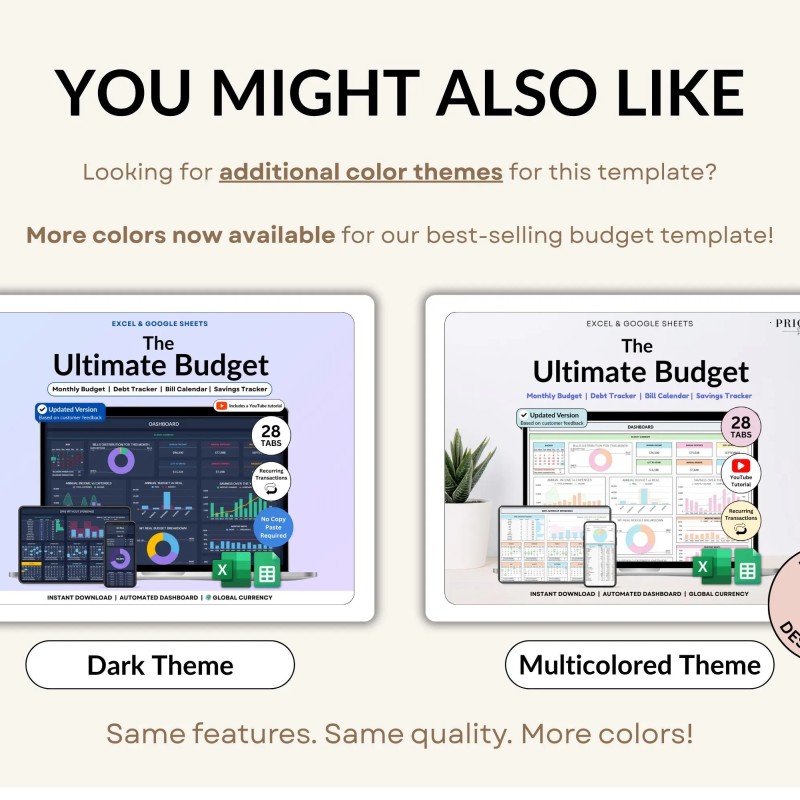 Ultimate Annual Budget Spreadsheet Excel Google Sheets Budget Template Monthly Budget Tracker Financial Planner Bill Tracker Debt Tracker