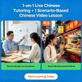 1-on-1 Live Chinese Tutoring + 1 Scenario-Based Chinese Video Lesson - $19.9/Hour Mandarin Speaking Practice for Beginners